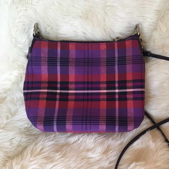 SOLD Coach Poppy Tartan Berry Plaid Crossbody - Picture 3 of 7
